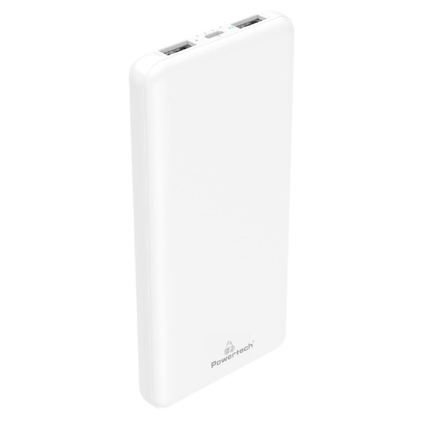 POWERTECH power bank PT-1004 10000mAh, 2x output, 10.5W, λευκό