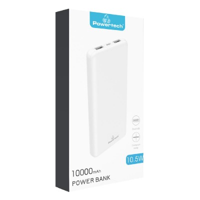 POWERTECH power bank PT-1004 10000mAh, 2x output, 10.5W, λευκό POWERTECH power bank PT-1004 10000mAh, 2x output, 10.5W, λευκό