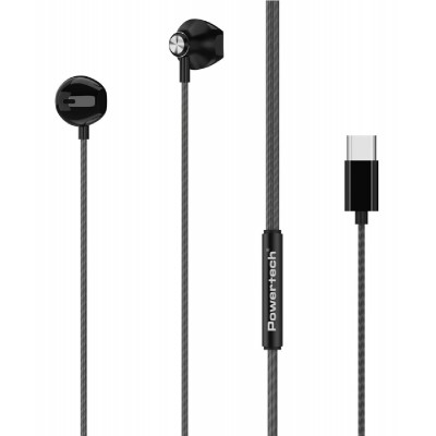POWERTECH earphones με μικρόφωνο Prime, USB-C, 1.2m, μαύρα POWERTECH earphones με μικρόφωνο Prime, USB-C, 1.2m, μαύρα