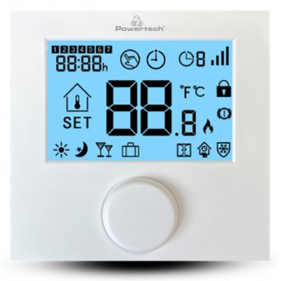 POWERTECH ψηφιακός θερμοστάτης χώρου PT-1047, αερίου, λευκός POWERTECH ψηφιακός θερμοστάτης χώρου PT-1047, αερίου, λευκός