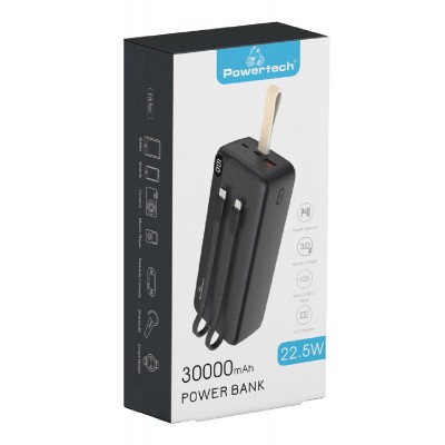 POWERTECH power bank PT-1065 30000mAh, 3x output, PD & QC, 22.5W, μαύρο POWERTECH power bank PT-1065 30000mAh, 3x output, PD & QC, 22.5W, μαύρο