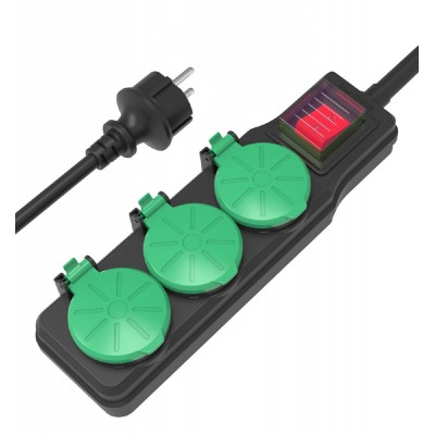 POWERTECH πολύπριζο PT-1070, 3x schuko, IP44, 16A, 1.5m, μαύρο POWERTECH πολύπριζο PT-1070, 3x schuko, IP44, 16A, 1.5m, μαύρο