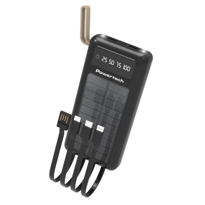 POWERTECH power bank με καλώδια & οθόνη PT-1084 20000mAh, ηλιακό, μαύρο POWERTECH power bank με καλώδια & οθόνη PT-1084 20000mAh, ηλιακό, μαύρο