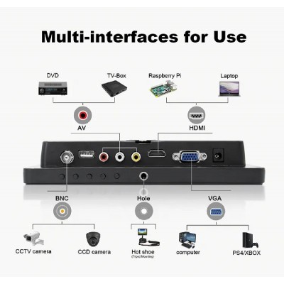 POWERTECH οθόνη LED PT-1108 8" 1024x768, IPS, HDMI/VGA/AV/BNC/USB, μαύρη POWERTECH οθόνη LED PT-1108 8" 1024x768, IPS, HDMI/VGA/AV/BNC/USB, μαύρη