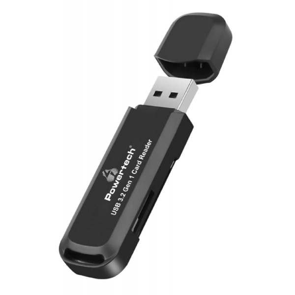 POWERTECH card reader PT-1112 για SD & micro SD, USB 3.2, 5Gbps, μαύρο