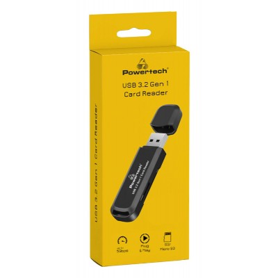 POWERTECH card reader PT-1112 για SD & micro SD, USB 3.2, 5Gbps, μαύρο POWERTECH card reader PT-1112 για SD & micro SD, USB 3.2, 5Gbps, μαύρο