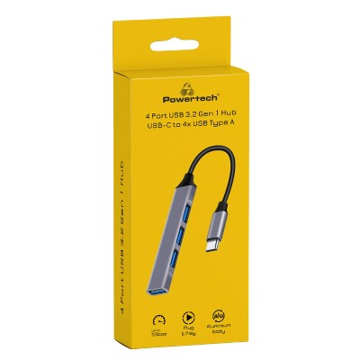 POWERTECH USB-C hub PT-1113, 4x USB 3.2 Gen 1 θύρες, 5Gbps, γκρι POWERTECH USB-C hub PT-1113, 4x USB 3.2 Gen 1 θύρες, 5Gbps, γκρι