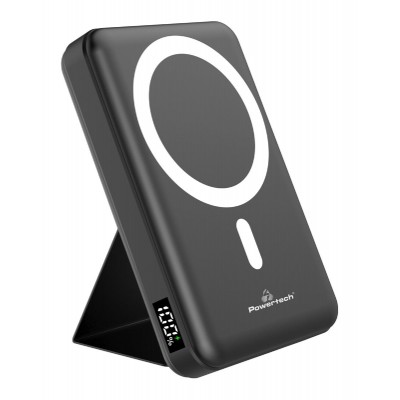 POWERTECH power bank PT-1136, 10000mAh, magnetic wireless, 22.5W, μαύρο POWERTECH power bank PT-1136, 10000mAh, magnetic wireless, 22.5W, μαύρο