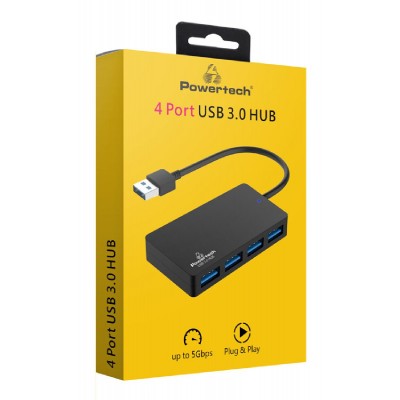 POWERTECH USB hub PT-1145, 4x θυρών, 5Gbps, USB σύνδεση, μαύρο POWERTECH USB hub PT-1145, 4x θυρών, 5Gbps, USB σύνδεση, μαύρο