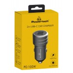 POWERTECH φορτιστής αυτοκινήτου PT-1149, 2x USB-C, 100W PD, γκρι POWERTECH φορτιστής αυτοκινήτου PT-1149, 2x USB-C, 100W PD, γκρι
