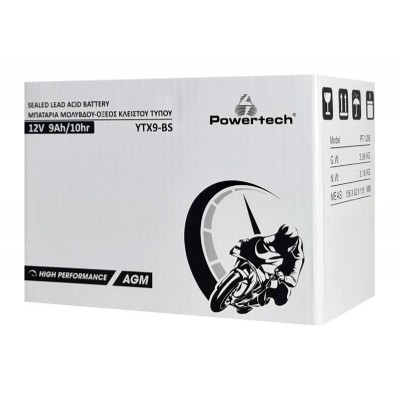 POWERTECH μπαταρία μολύβδου μοτοσυκλέτας PT-1206, 12V 9Ah, AGM, YTX9-BS POWERTECH μπαταρία μολύβδου μοτοσυκλέτας PT-1206, 12V 9Ah, AGM, YTX9-BS