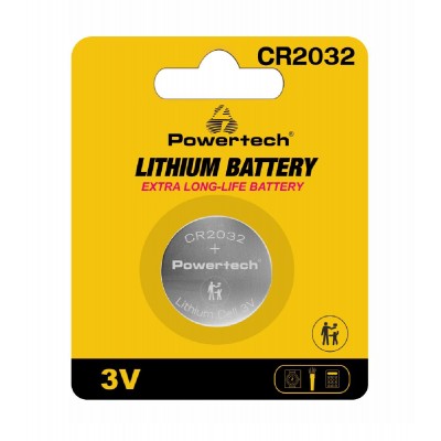 POWERTECH μπαταρία λιθίου PT-1208, CR2032, 3V, 1τμχ POWERTECH μπαταρία λιθίου PT-1208, CR2032, 3V, 1τμχ