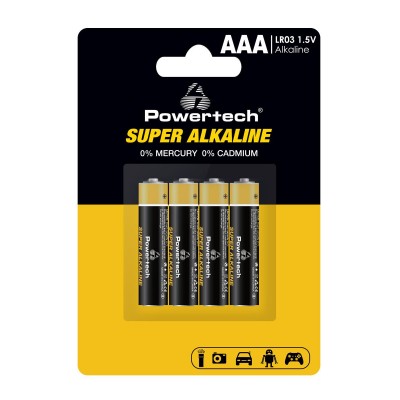 POWERTECH αλκαλικές μπαταρίες Super Alkaline PT-1213, AAA, 1.5V, 4τμχ POWERTECH αλκαλικές μπαταρίες Super Alkaline PT-1213, AAA, 1.5V, 4τμχ