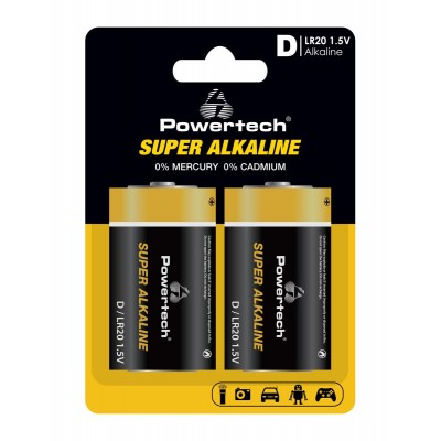 POWERTECH αλκαλικές μπαταρίες Super Alkaline PT-1217, LR20, 1.5V, 2τμχ POWERTECH αλκαλικές μπαταρίες Super Alkaline PT-1217, LR20, 1.5V, 2τμχ