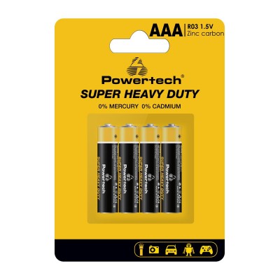 POWERTECH μπαταρίες Zinc Carbon Super Heavy Duty PT-1218, AAA 1.5V, 4τμχ POWERTECH μπαταρίες Zinc Carbon Super Heavy Duty PT-1218, AAA 1.5V, 4τμχ