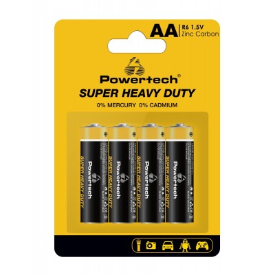 POWERTECH μπαταρίες Zinc Carbon Super Heavy Duty PT-1219, AA, 1.5V, 4τμχ POWERTECH μπαταρίες Zinc Carbon Super Heavy Duty PT-1219, AA, 1.5V, 4τμχ