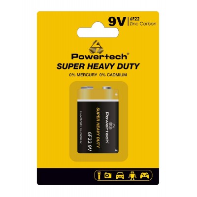 POWERTECH μπαταρία Zinc Carbon Super Heavy Duty PT-1220, 9V, 1τμχ POWERTECH μπαταρία Zinc Carbon Super Heavy Duty PT-1220, 9V, 1τμχ