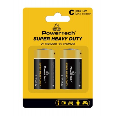 POWERTECH μπαταρίες Zinc Carbon Super Heavy Duty PT-1221, R14 1.5V, 2τμχ POWERTECH μπαταρίες Zinc Carbon Super Heavy Duty PT-1221, R14 1.5V, 2τμχ