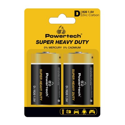 POWERTECH μπαταρίες Zinc Carbon Super Heavy Duty PT-1222, R20 1.5V, 2τμχ POWERTECH μπαταρίες Zinc Carbon Super Heavy Duty PT-1222, R20 1.5V, 2τμχ
