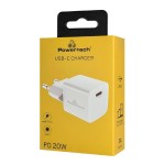 POWERTECH φορτιστής τοίχου PT-1223, USB-C, 20W, λευκός POWERTECH φορτιστής τοίχου PT-1223, USB-C, 20W, λευκός