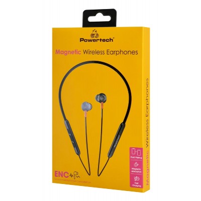 POWERTECH earphones PT-1228 με μαγνήτη, Bluetooth ENC 10mm 180mAh, μαύρα POWERTECH earphones PT-1228 με μαγνήτη, Bluetooth ENC 10mm 180mAh, μαύρα