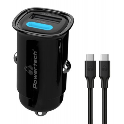 POWERTECH φορτιστής αυτοκινήτου PT-1229, καλώδιο, USB/USB-C, 30W, μαύρος POWERTECH φορτιστής αυτοκινήτου PT-1229, καλώδιο, USB/USB-C, 30W, μαύρος