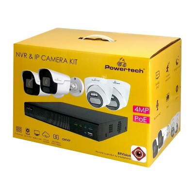 POWERTECH NVR καταγραφικό με 4 κάμερες PT-1233, 4K, 4MP, 9 κανάλια POWERTECH NVR καταγραφικό με 4 κάμερες PT-1233, 4K, 4MP, 9 κανάλια