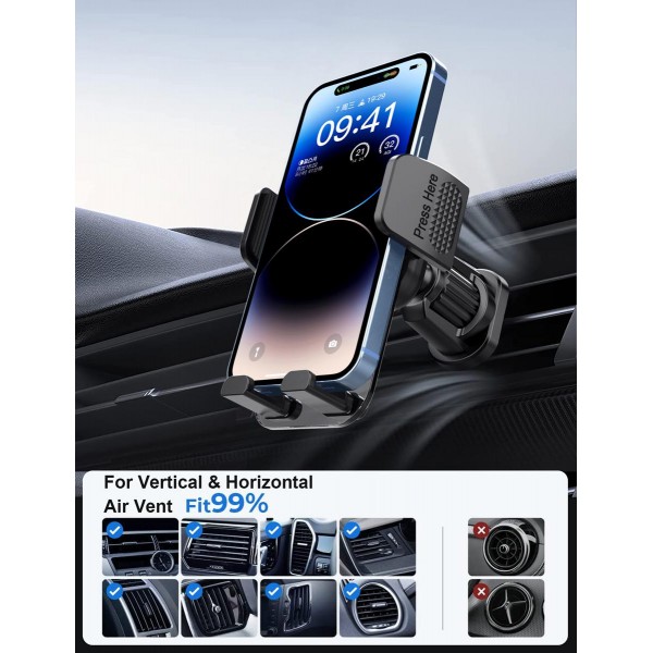POWERTECH βάση smartphone αυτοκινήτου PT-1239 για αεραγωγούς, μαύρη POWERTECH βάση smartphone αυτοκινήτου PT-1239 για αεραγωγούς, μαύρη