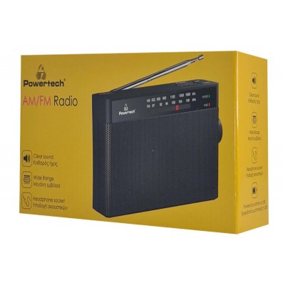POWERTECH φορητό ραδιόφωνο PT-1244 με πτυσσόμενη κεραία, μαύρο POWERTECH φορητό ραδιόφωνο PT-1244 με πτυσσόμενη κεραία, μαύρο
