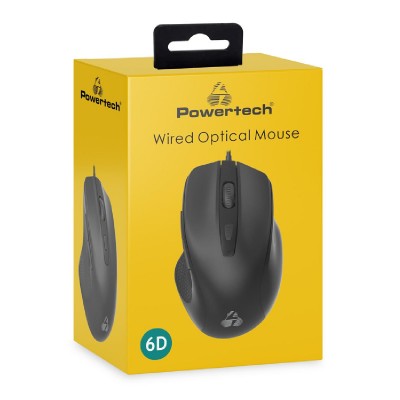 POWERTECH ενσύρματο ποντίκι PT-1252, οπτικό, 1600DPI, μαύρο POWERTECH ενσύρματο ποντίκι PT-1252, οπτικό, 1600DPI, μαύρο
