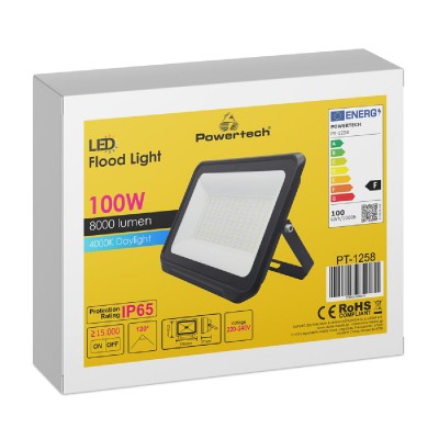 POWERTECH LED προβολέας PT-1258, 100W, 4000K, 8000lm, IP65 POWERTECH LED προβολέας PT-1258, 100W, 4000K, 8000lm, IP65