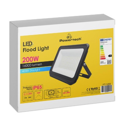POWERTECH LED προβολέας PT-1259, 200W, 4000K, 16000lm, IP65 POWERTECH LED προβολέας PT-1259, 200W, 4000K, 16000lm, IP65