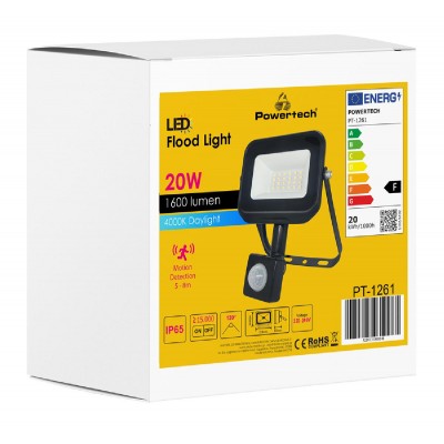 POWERTECH LED προβολέας PT-1261, με αισθητήρα κίνησης, 20W, 4000K, IP65 POWERTECH LED προβολέας PT-1261, με αισθητήρα κίνησης, 20W, 4000K, IP65