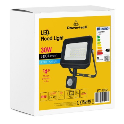 POWERTECH LED προβολέας PT-1262, με αισθητήρα κίνησης, 30W, 4000K, IP65 POWERTECH LED προβολέας PT-1262, με αισθητήρα κίνησης, 30W, 4000K, IP65