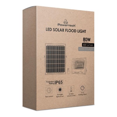 POWERTECH LED ηλιακός προβολέας PT-1267, 80W, 4000K, 800lm, 10000mA, IP65 POWERTECH LED ηλιακός προβολέας PT-1267, 80W, 4000K, 800lm, 10000mA, IP65