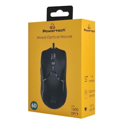 POWERTECH ενσύρματο ποντίκι PT-1289, οπτικό, έως 1600DPI, μαύρο POWERTECH ενσύρματο ποντίκι PT-1289, οπτικό, έως 1600DPI, μαύρο
