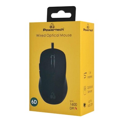 POWERTECH ενσύρματο ποντίκι PT-1290, οπτικό, έως 1600DPI, μαύρο POWERTECH ενσύρματο ποντίκι PT-1290, οπτικό, έως 1600DPI, μαύρο