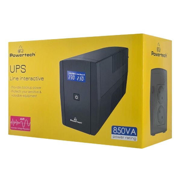 POWERTECH UPS Line Interactive PT-1295 με οθόνη, 850VA, 510W, 2x Schuko POWERTECH UPS Line Interactive PT-1295 με οθόνη, 850VA, 510W, 2x Schuko