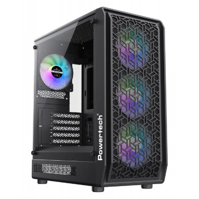 POWERTECH Gaming PC Case PT-1309, tempered glass, 4x ARGB fan, ATX, 340x200x436mm, μαύρο POWERTECH Gaming PC Case PT-1309, tempered glass, 4x ARGB fan, ATX, 340x200x436mm, μαύρο