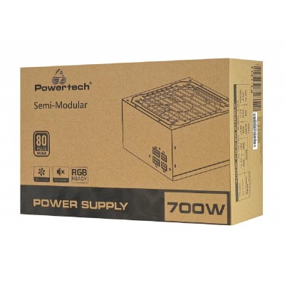 POWERTECH τροφοδοτικό PC PT-1311, 80PLUS Bronze, 700W, ATX, 120mm RGB Fan, Semi Modular POWERTECH τροφοδοτικό PC PT-1311, 80PLUS Bronze, 700W, ATX, 120mm RGB Fan, Semi Modular