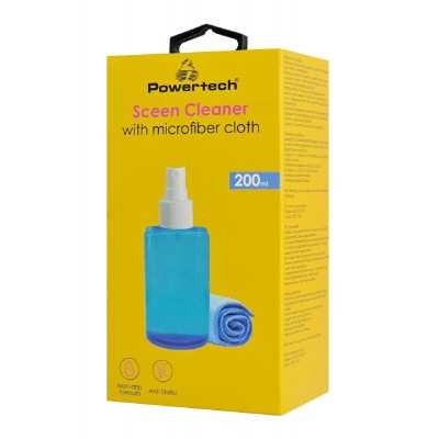 POWERTECH σπρέι καθαρισμού οθόνης PT-1312 με πανί μικροϊνών, 200ml POWERTECH σπρέι καθαρισμού οθόνης PT-1312 με πανί μικροϊνών, 200ml
