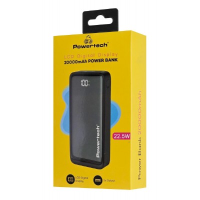 POWERTECH power bank PT-1327 με οθόνη, 20000mAh, 22.5W, μαύρο POWERTECH power bank PT-1327 με οθόνη, 20000mAh, 22.5W, μαύρο