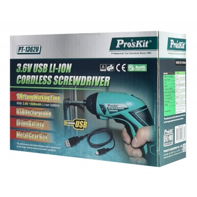 PROSKIT ηλεκτρικό κατσαβίδι PT-1362U με 4 μύτες, LED φακός, 1500mAh PROSKIT ηλεκτρικό κατσαβίδι PT-1362U με 4 μύτες, LED φακός, 1500mAh