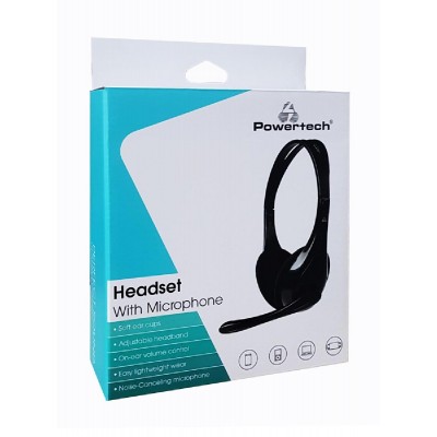 POWERTECH Headphones με μικρόφωνο PT-734 105dB, 40mm, 3.5mm, 1.8m, μαύρο POWERTECH Headphones με μικρόφωνο PT-734 105dB, 40mm, 3.5mm, 1.8m, μαύρο