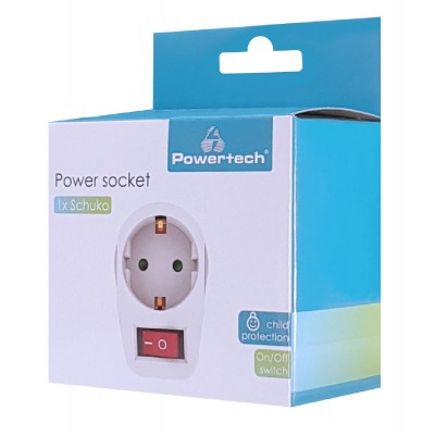 POWERTECH αντάπτορας ρεύματος PT-811, 1x schuko, 16A, λευκός POWERTECH αντάπτορας ρεύματος PT-811, 1x schuko, 16A, λευκός