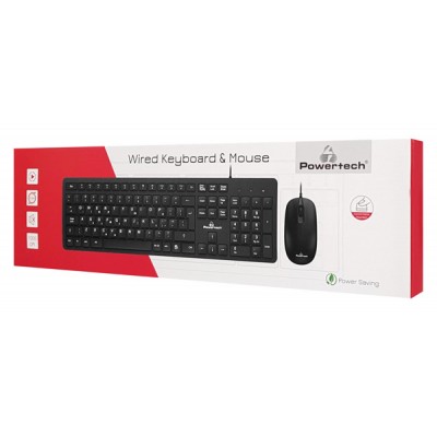 POWERTECH set ποντίκι & πληκτρολόγιο PT-838, ενσύρματο, 1000dpi, μαύρο POWERTECH set ποντίκι & πληκτρολόγιο PT-838, ενσύρματο, 1000dpi, μαύρο
