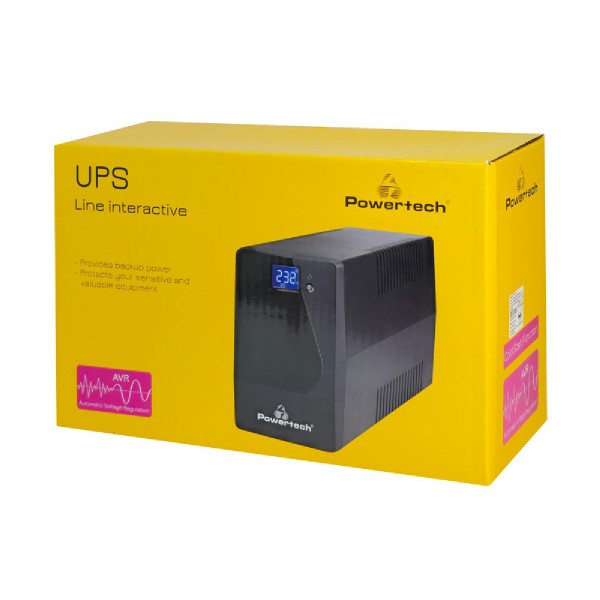 POWERTECH UPS Line Interactive PT-850LCD με οθόνη, 850VA, 510W, 2x Schuko, 2x RJ45/RJ11 POWERTECH UPS Line Interactive PT-850LCD με οθόνη, 850VA, 510W, 2x Schuko, 2x RJ45/RJ11