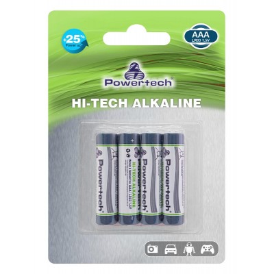 POWERTECH Hi-Tech Αλκαλικές μπαταρίες PT-944, AAA LR03 1.5V, 4τμχ POWERTECH Hi-Tech Αλκαλικές μπαταρίες PT-944, AAA LR03 1.5V, 4τμχ