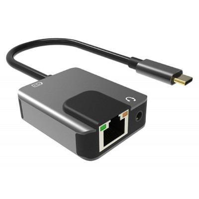 POWERTECH αντάπτορας PTH-046, Type-C σε LAN, Type-C 65W PD, 3.5mm, γκρι POWERTECH αντάπτορας PTH-046, Type-C σε LAN, Type-C 65W PD, 3.5mm, γκρι