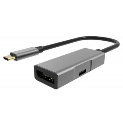 POWERTECH αντάπτορας USB Type-C σε DisplayPort + PD PTH-054, 4K, γκρι POWERTECH αντάπτορας USB Type-C σε DisplayPort + PD PTH-054, 4K, γκρι